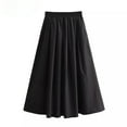 thumbnail image 2 of Mooyufon Women's Fashion Spring New Black Wide Pleated Swing Vintage Chic Female High Waist  Elegant A-line Long Skirt Mujer, 2 of 7