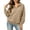 Khaki, variant on Womens Half Zip Pullover Sweatshirts Loose Solid Color Loose Half-ZipLong-Sleeved Turndowm Collar Tops