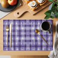 thumbnail image 2 of Purple Plaid Placemats Set of 12, Modern Art Checkered Farmhouse Placemats for Dining Table, Place Mats for Kitchen Tabletop, Waterproof Wipeable Dining Table Mats Set, 2 of 9