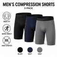 thumbnail image 2 of Men’s 3‑Pack Compression Performance Shorts, Quick‑Dry Breathable Stretch Tight Athletic Shorts for Running, Gym, Training & Sports, 2 of 10