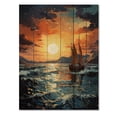 thumbnail image 3 of Designart "Orange Blue Boat Energetic Storm IV" Nautical & Beach Print on Natural Pine Wood, 3 of 5