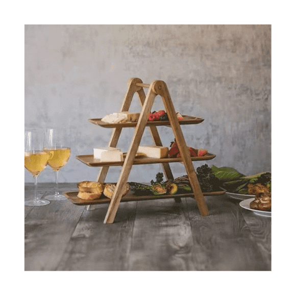 3 Tier Serving Tray Wood Tiered Tray Decor Cake Stand Farmhouse Tiered Tray Party Serving Dishes and Trays