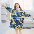 thumbnail image 5 of Dailycode Wearable Blanket Hoodie Oversized Sherpa Flannel Blankets with Pocket for 3-14 Year Old Blue and Yellow Camouflage, 5 of 7