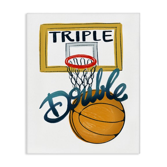 Stupell Industries Eclectic Triple Double Basketball Canvas Art, 16 x 20, by Connie Summers