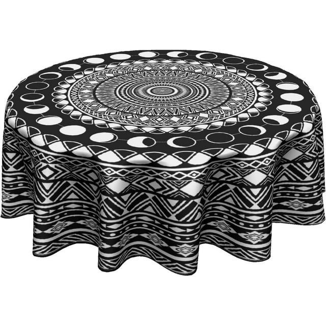 Boho Round Tablecloth 60 Inch - Western Table Cloth Ethnic Tribal Southwestern Bohemian Circle Table Cover for Dinning Kitchen Farmhouse Picnic