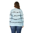 thumbnail image 2 of Womens Top Casual Crew Neck Sweatshirt Solid Stripe Long Sleeve Loose Pullover, 2 of 3