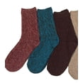 thumbnail image 1 of Lian Style Big Girl's Women's 4 Pairs Pack Fashion Soft Wool Crew Socks One Size HR1613-4P4C-2(Coffee, Wine, Blue, Tan), 1 of 3