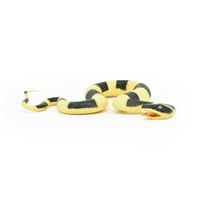 Snake, Banded Krait, Yellow and Black Snake, Coiled, Rubber Reptile, Educational, Realistic Hand Painted, Figure, Lifelike Model, Figurine, Replica, Gift,       12"      F3590 B492