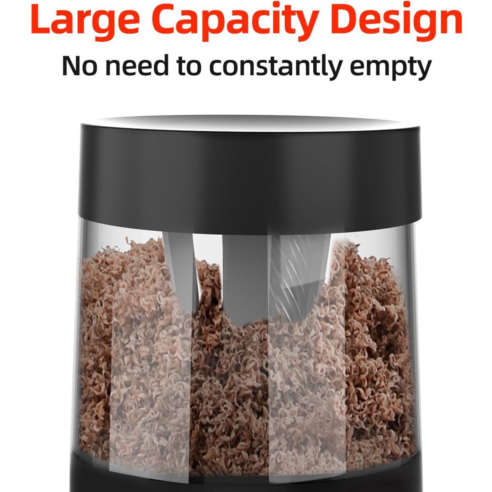 Cordless Pencil Sharpener With Large Shavings Container 3 Adjustable Tip Settings Perfect For Artists Students And Teachers