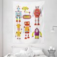 thumbnail image 1 of Science Party Tapestry, Nursery Pattern Inspired Various Style of Colorful Robots Image, Wall Hanging for Bedroom Living Room Dorm Decor, 60W X 80L Inches, White and Multicolor, by Ambesonne, 1 of 2