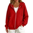 thumbnail image 2 of Oversized Zip Up Hoodie For Women Casual Long Sleeve With Pockets Sweatshirts Fall Winter Track Jackets, 2 of 5
