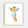 thumbnail image 2 of Giraffe, Jungle Animals, Safari Animals, Bubble Gum, Blue Flowers, Boy Nursery - Illustration Watercolor Animal Floral Whimsical Unframed Wall Art Print 9 x 12 inches, 2 of 13