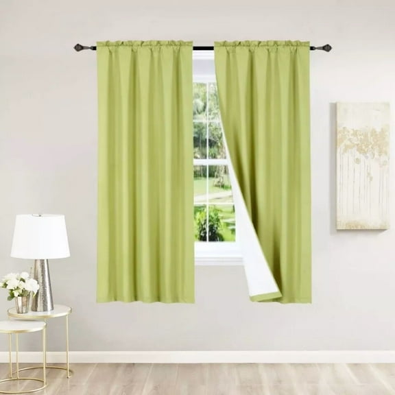 2PC LIME BLACKOUT PANEL LINEN WHITE BACKING ROD POCKET PRIVACY WINDOW CURTAIN TREATMENT 37" WIDE X 63" LENGTH EACH PANEL
