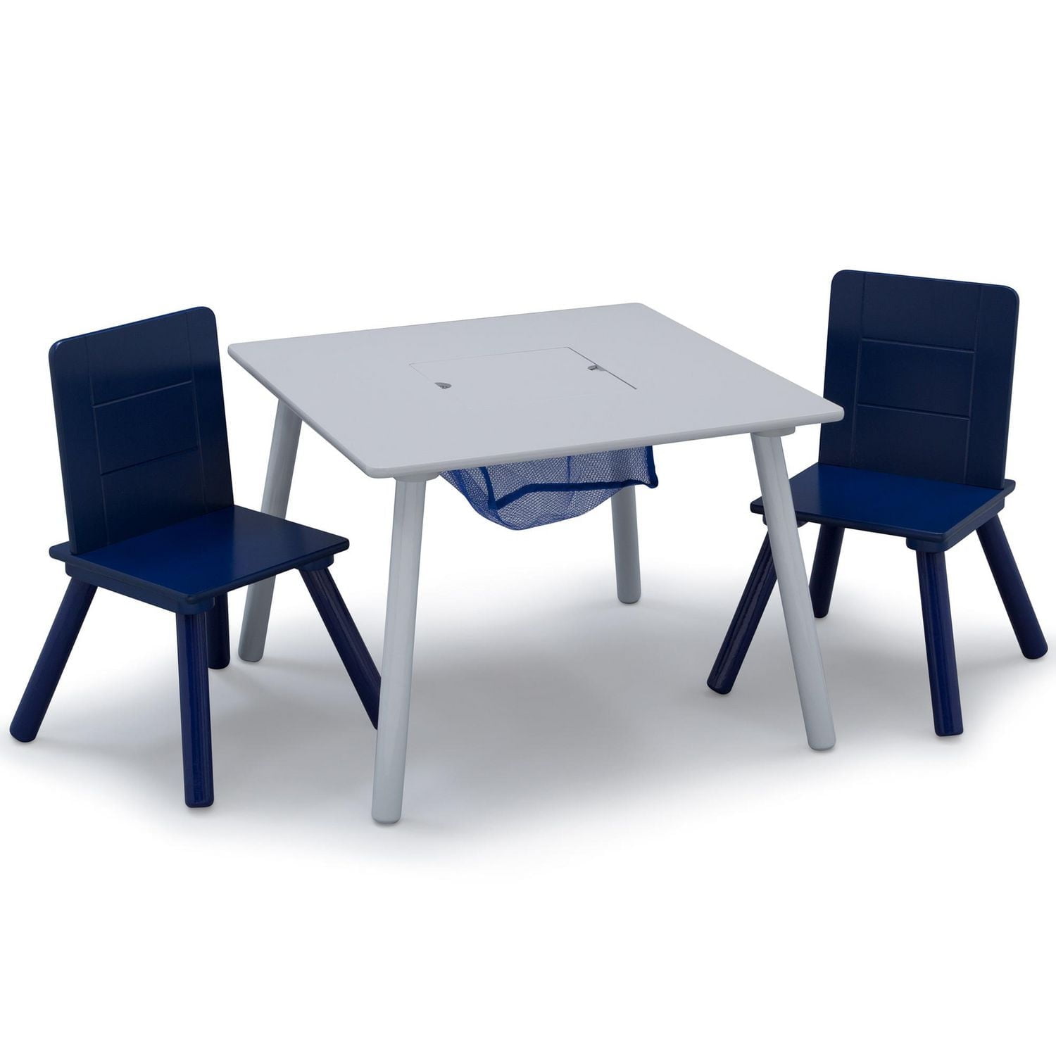 Delta Children Kids Table and Chair Set with Storage (2 Chairs Included) - Grey/Blue