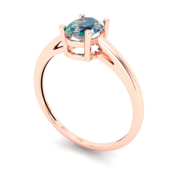 1 ct Oval Cut Blue Moissanite Solitaire Engagement Ring for Women in 18K Rose Gold