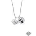 thumbnail image 2 of Delight Jewelry Silvertone Love Banner on Clear Crystal Heart Silvertone Script Initial Disc - Y - Charm Necklace, 20"+3", 2 of 4