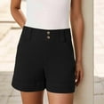 thumbnail image 3 of CHWGFWL Work Pants Women Women Stretch Twill Shorts Summer Stretchy Jean Shorts Casual Chino Shorts High Waist Denim Shorts Shorts Womens Dress Pants Business Casual Pants for Women (Black,S), 3 of 6