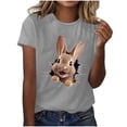 thumbnail image 3 of Women's Easter Bunny Casual Fashion Holiday Spirit T-Shirt Top Short Sleeve Light Gray XXL, 3 of 5