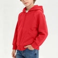 thumbnail image 5 of CYRBOKO Boys Zip Up Hoodies, Casual Fall Lightweight Long Sleeve Kids Sweatshirts Outerwear with Pockets Red Size 9-10 T, 5 of 5