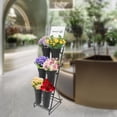 thumbnail image 2 of Flower Display Stand with 6 Buckets, Plastic Flower Vases 3 Layers  Cart with Wheels And Advertising Board Suitable for Homes Florists Courtyard Garden Banquet Wedding (Black), 2 of 9