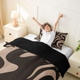 thumbnail image 3 of Homewish Retro Wavy Swirl Twin Duvet Cover,Aesthetic Geometric Twin Bedding,Brown,Black Reversible,2-Piece,1 Duvet Cover and 1 Pillowcase, 3 of 6