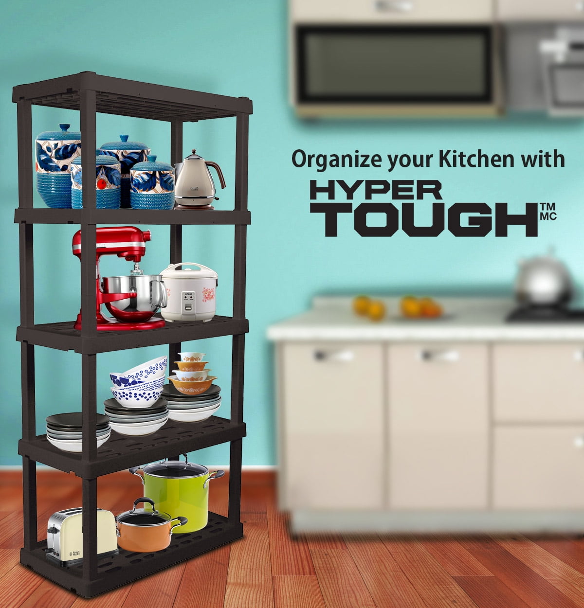 HYPER TOUGH Heavy Duty 5-tier Interlocking Shelf (Black)