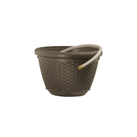 Suncast 100 Foot Resin Wicker Garden Water Hose Caddy Storage