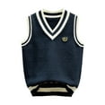 thumbnail image 4 of White Sweater Cardigan Girls Boys Sweater Vest 100% Cotton School Uniform Vest for Girls Boy Toddler Kids Knit Vest School Uniform Sweater, 4 of 6