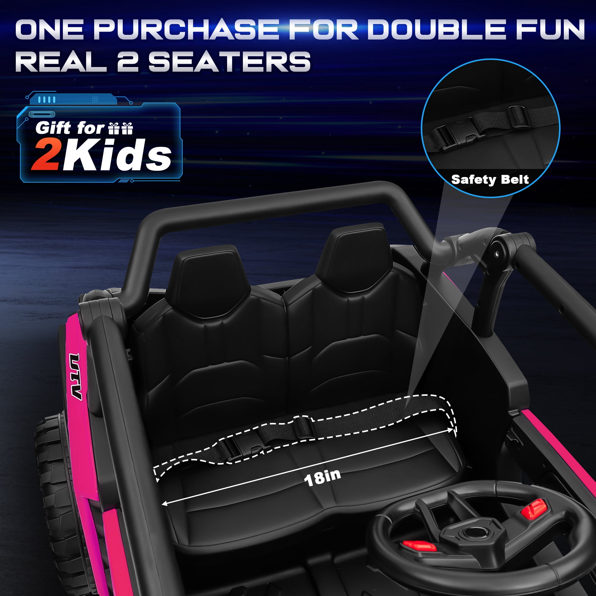 Funride 24V 4WD Electric UTV for Kids, 2-Seater Ride, Remote