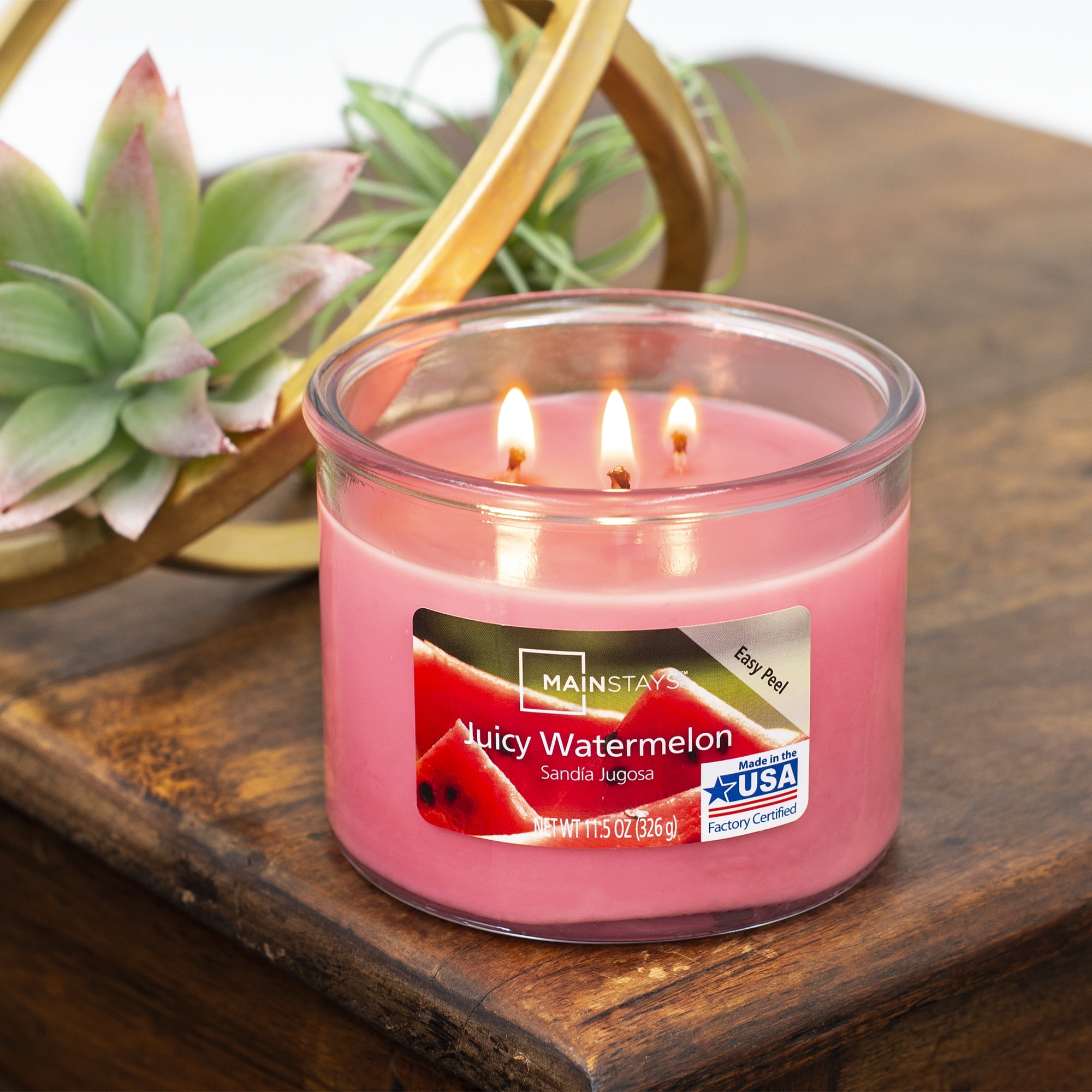 (2 pack) Mainstays Scented 3-Wick Glass Jar Candle, Juicy Watermelon, 11.5 oz