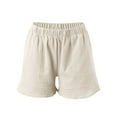 thumbnail image 2 of Vedolay Women's Fashion Shorts Elastic High Waist Solid Casual Fit Shorts,Z4-White XXL, 2 of 5