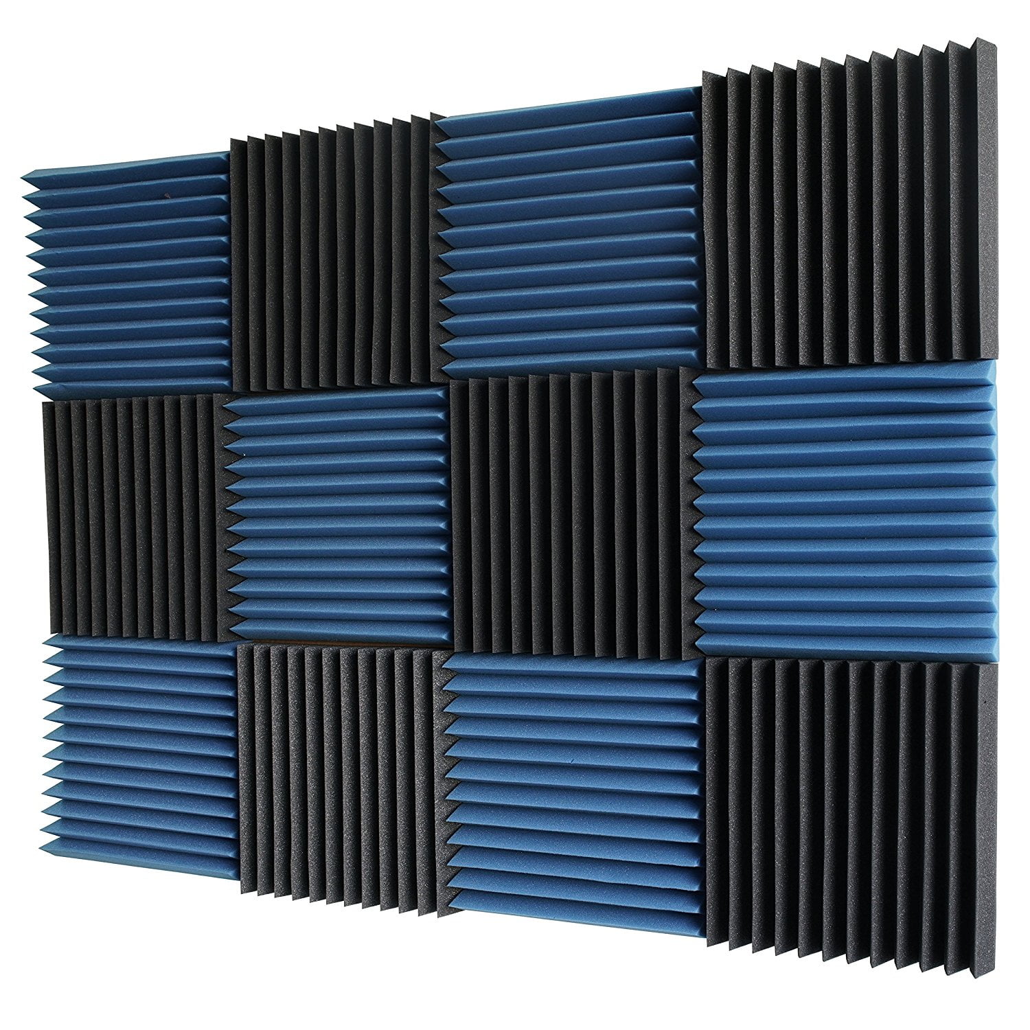 24 Black & Blue Pack Acoustic Foam Tiles Wall Record Studio Soundproof ...