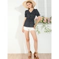 thumbnail image 3 of INSPIRE CHIC Women's Faux Placket Ruffle Hem Puff Sleeve Button Decor Peplum Top, 3 of 6