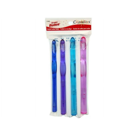 Bates Crystalites Crochet Hook Set Sz L,M,N,P