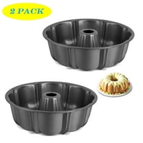 Vesteel 2 Pack Bundt Cake Pan, 10" Nonstick Fluted Cake Pans for Baking, 10 Cups Heavy Duty Carbon Steel Tube Round Cake Mold for Brownie, Pumpkin Bread, Durable & Easy Release, Grey