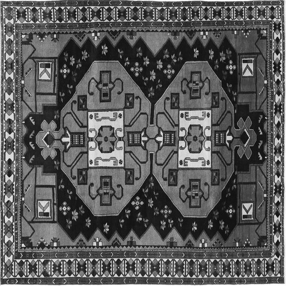Ahgly Company Indoor Square Persian Gray Traditional Area Rugs, 7' Square