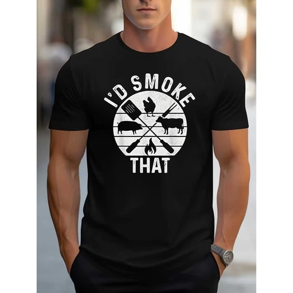 Men's Funny Vintage BBQ Grilling I'd Smoke That Graphic T-Shirt