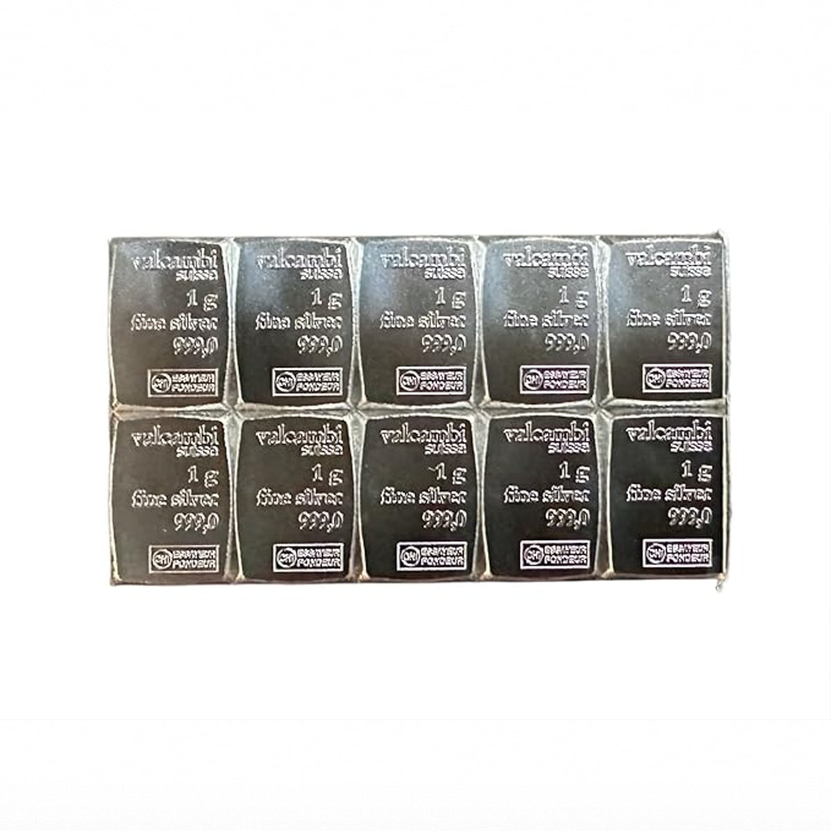 Valcambi Suisse 10 x 1 Gram Silver Bars from CombiBar – No Assay