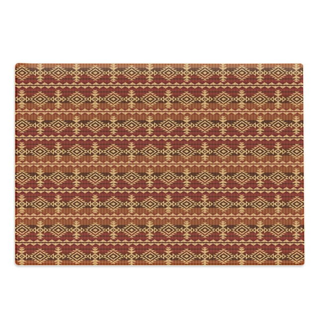 Mexican Cutting Board, Aztec Culture Theme Classical Triangles Pattern Prehistoric Ornaments, Decorative Tempered Glass Cutting and Serving Board, Large Size, Pale Orange Brown, by Ambesonne