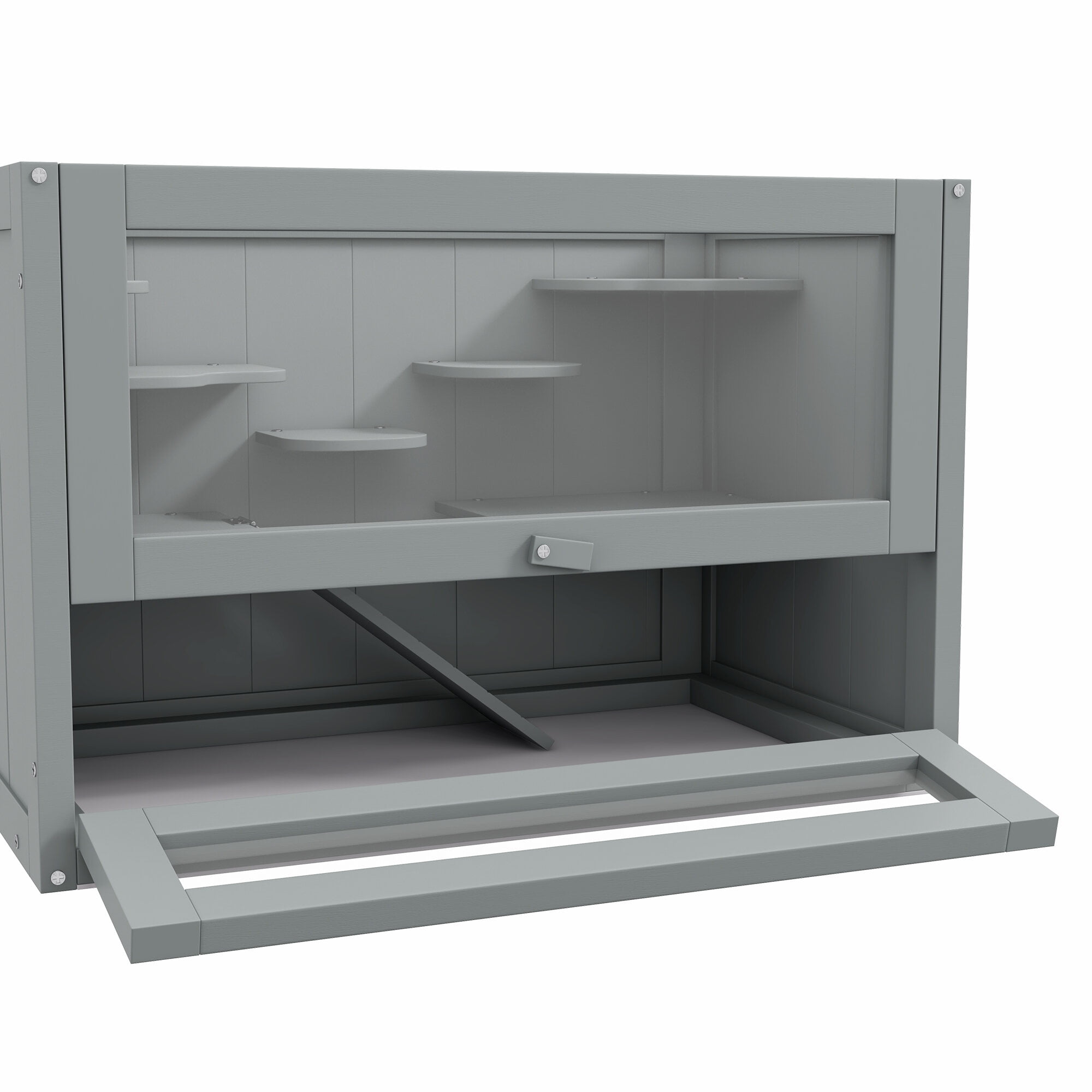 Orthopedic Dog Bed, PawHut 2-Level Hamster Cage Mice and Rat House, Small Animal Habitat for Guinea Pigs, Chinchillas with Openable Top, Front Door, Shelf and Ladder, Gray, Grey Dog Bed,Wood Cat Bed