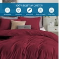thumbnail image 3 of 1000 TC 100% Egyptian Cotton Premium 5PCs Duvet set ( 1- Duvet Cover + 4 - Pillow Shams ) Zipper Closur Ultra Soft Durable and Fade Resistant Color Burgundy Stripe size King, 3 of 5