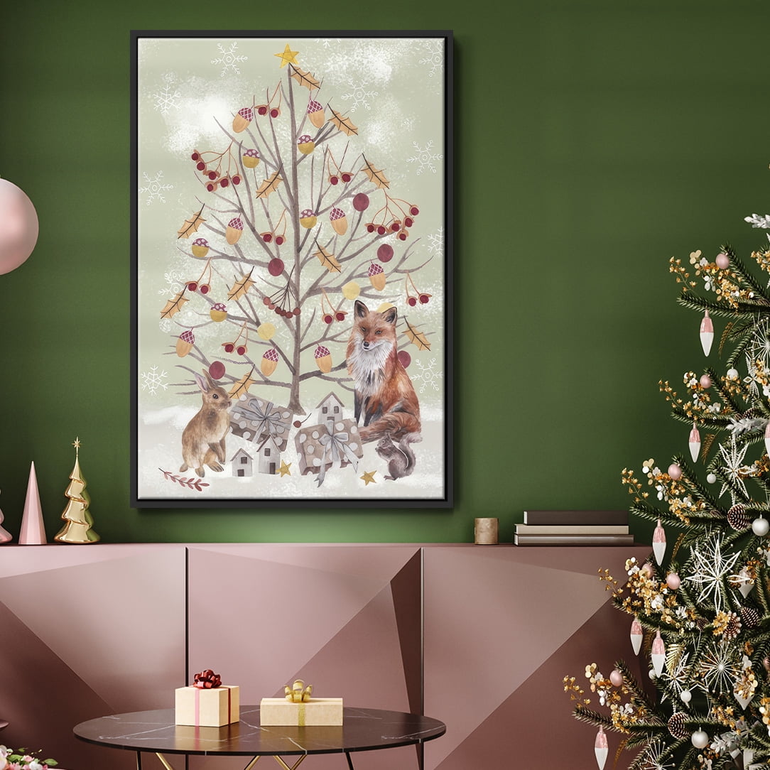 Christmas Time Collection B - Framed Gallery Wrapped Holiday Canvas - 17 x 25 - Black Frame