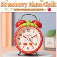 thumbnail image 3 of Strawberry-shaped alarm clock | Modern 3.5-inch battery-powered silent alarm clock with dual bells and a night light, suitable for offices, homes, kitchens, bedrooms, and schools., 3 of 21