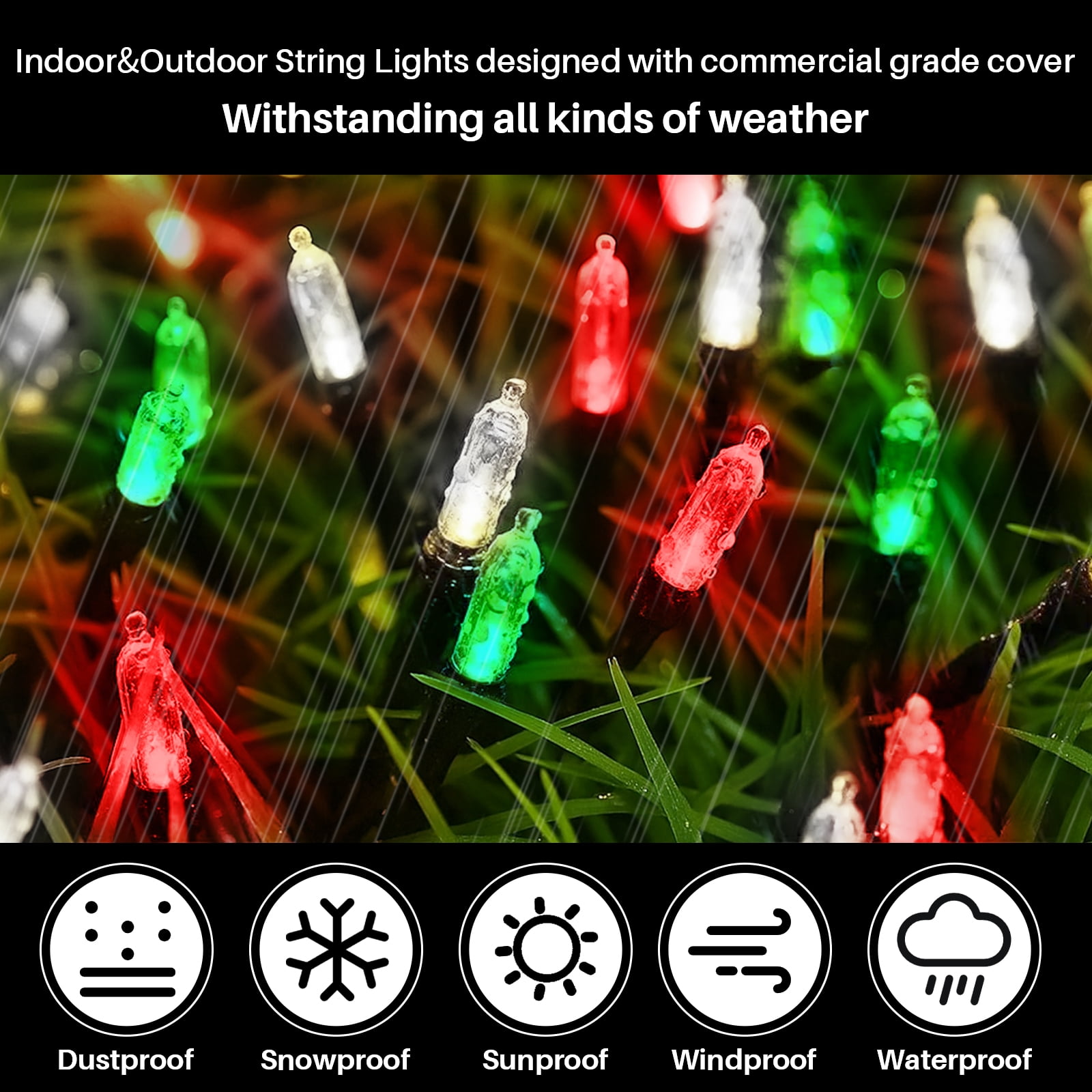 2 Pack Red Green Warm Christmas Mini Lights, 32.5FT 100 LED Clear Bulbs String Lights with 16 Light Modes, Fairy Lights Plug in for Outdoor Xmas Trees Garland Wreath Holiday Decorations