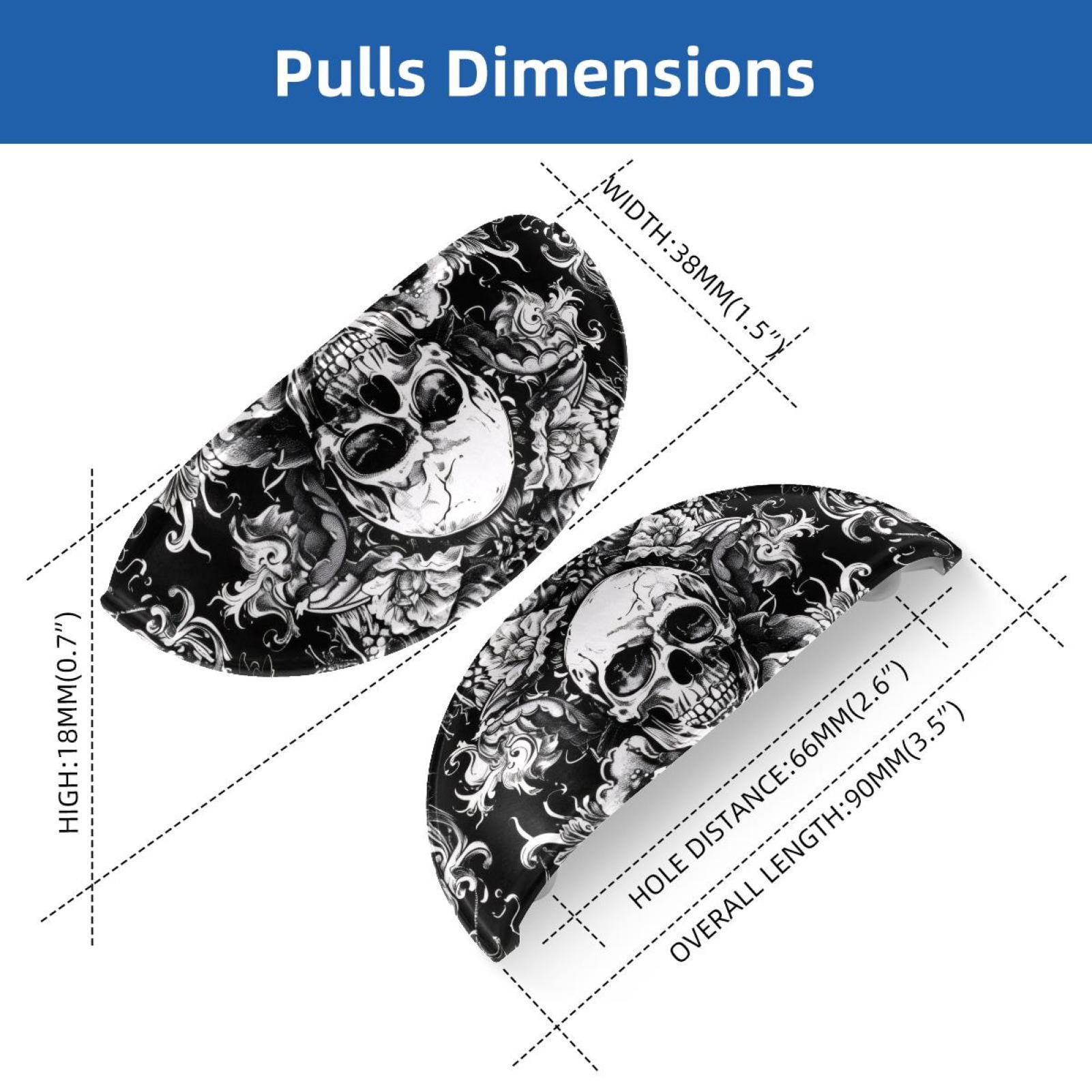 PhooArto 6 Pcs Cup Drawer Pulls, Skulls Flowers Pattern Shell Shape Handles Cabinet Knobs for Dresser Cupboard Closet Wardrobe with Screws
