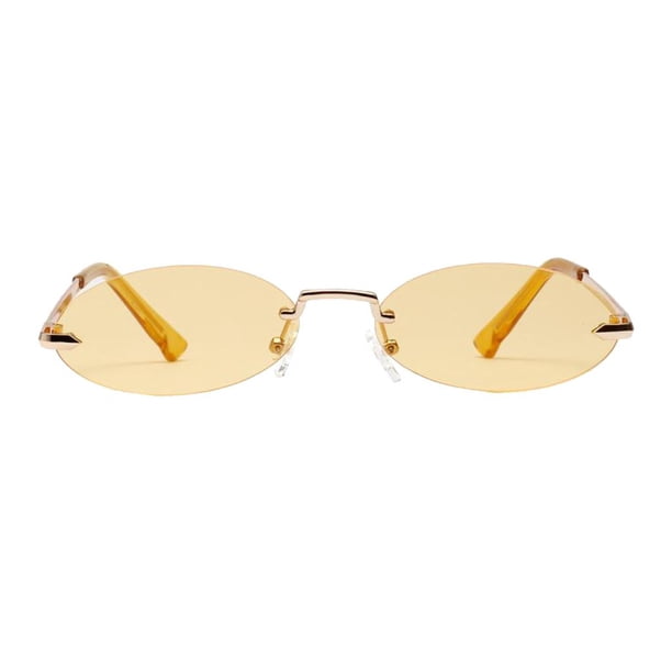 newfavorsdecor estilo retro unisex moda sin montura ovalado sin marco lente de color Amarillo claro Yuyangstore Gafas de sol ovales pequeñas unisex