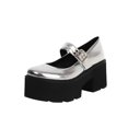 thumbnail image 2 of Elegantes zapatos de cuero para mujer Estilo británico Hebilla de cinturón Estudiante Cómodo Usable Casual Tacones altos gruesos Sandalias con correa de tobillo de color sólido Wmkox8yii  ghj2557, 2 of 6