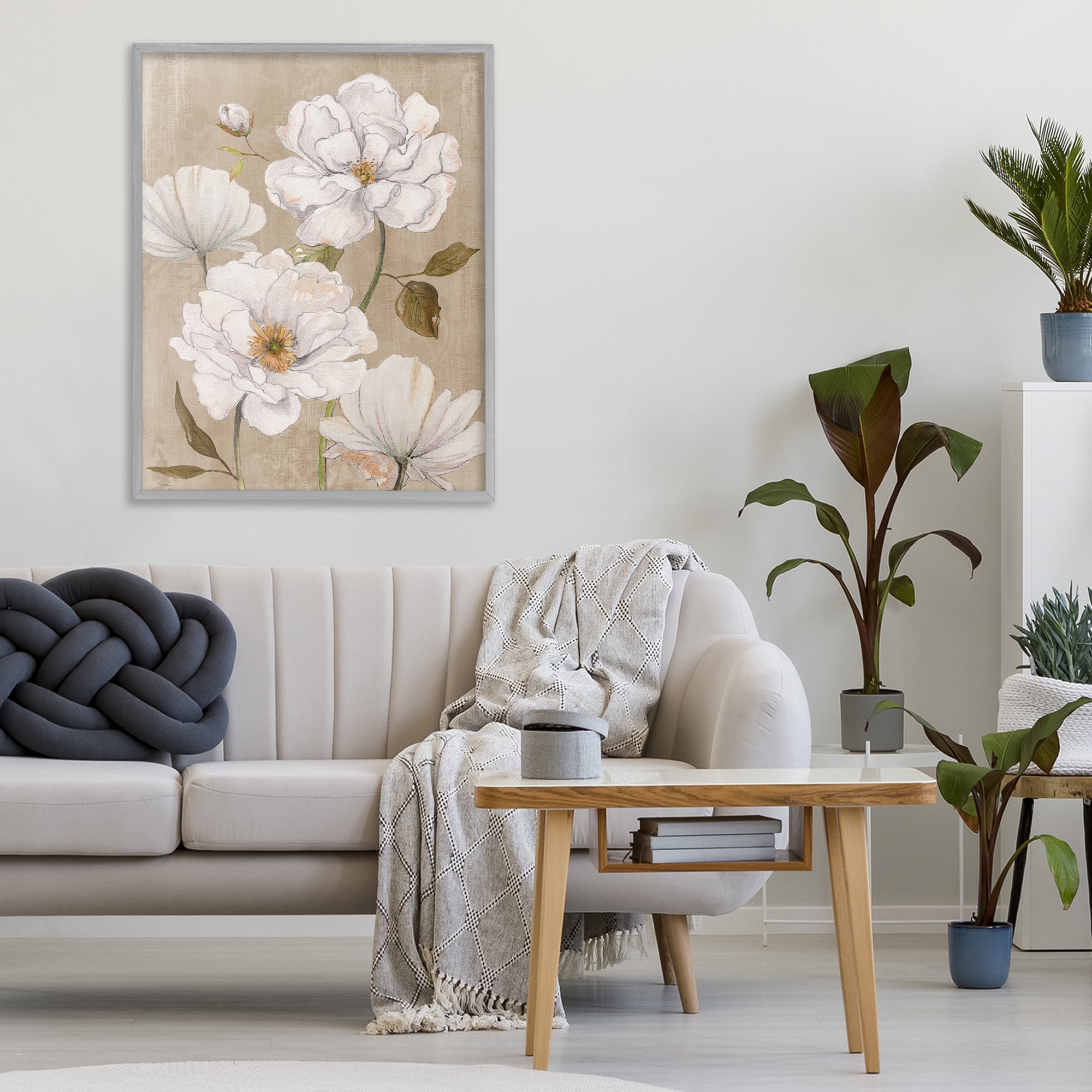 Stupell Industries Rustic Magnolia Blooms Gray Framed Giclee Art, design by Carol Robinson