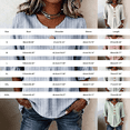 thumbnail image 4 of GILIGEGE Womens Tops Dressy Casual 3/4 Ruffle Sleeve Henley Shirts for Women Decorative Button Front Loose Fit Casual Work Tops Summer Vacation Outfits Fashion Boho Stripe Shirts Print Tops Grey, 4 of 5