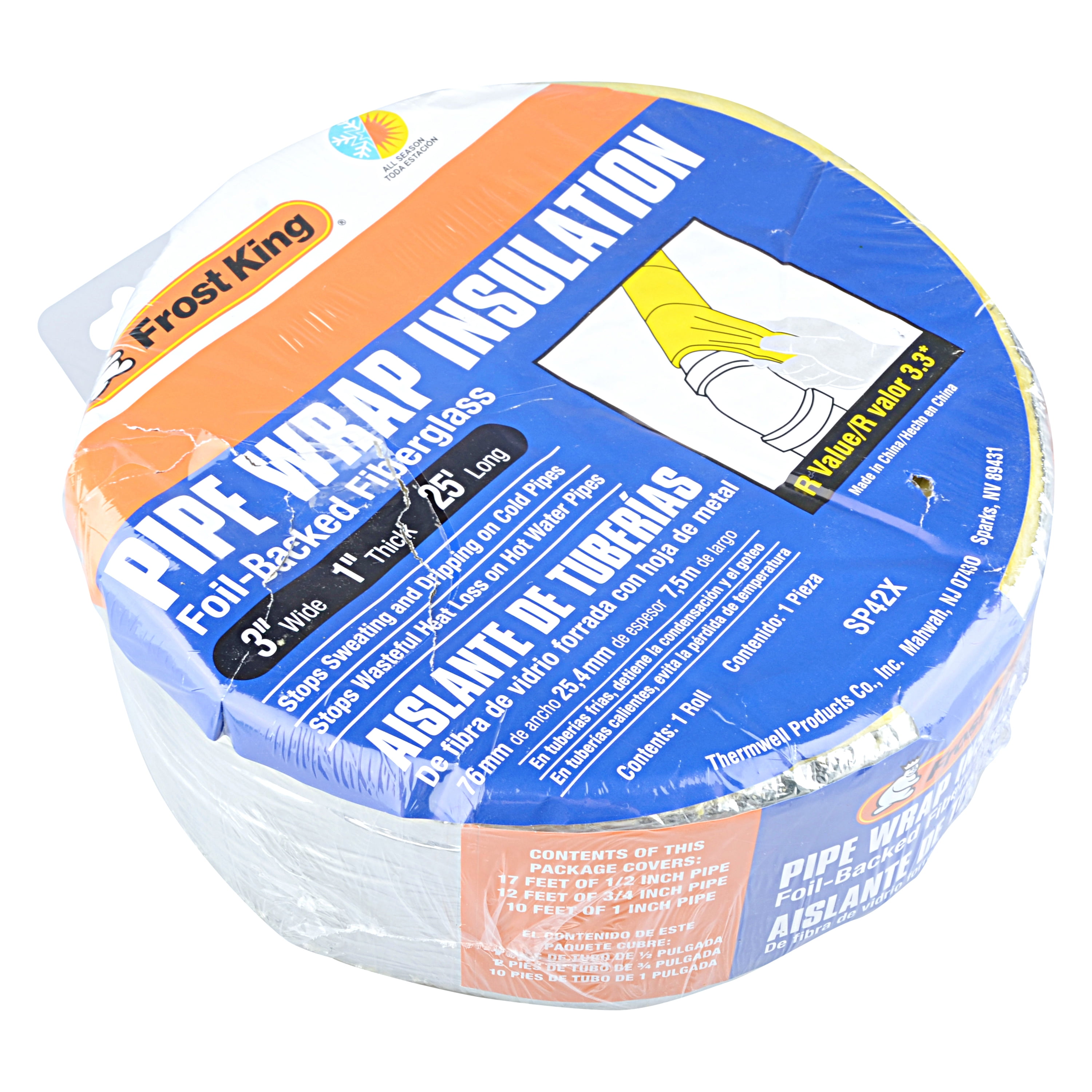 Frost King Foil Backed Pipe Wrap Insulation, 25 Feet